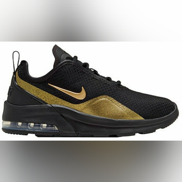 nike air max motion 2 women's black and gold